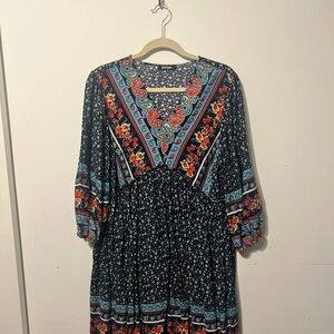 Women Large Casual Floral Bohemian Dress